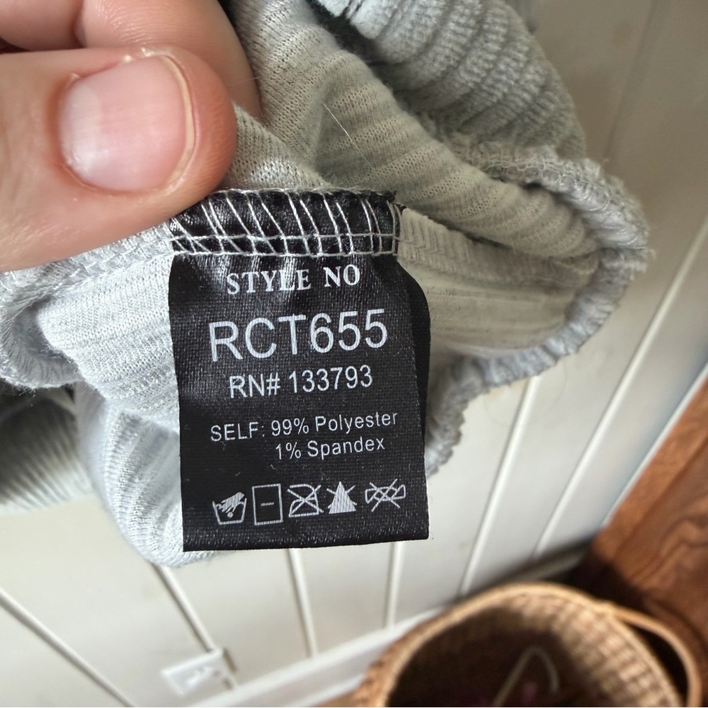 POL Gray Ribbed Hoodie with Striped Sleeve Accents - Picture 6 of 8